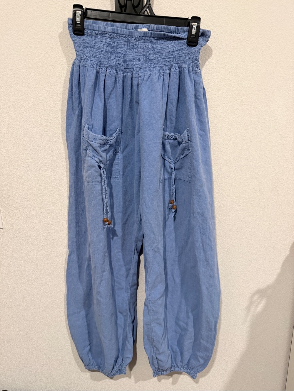 BLANCO Light Blue Smocked Waist Harem Pants